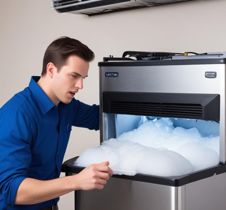 Our professional technician conducting ice machine repairs in Texas, ensuring reliable and efficient service for local businesses and homeowners. Reliable Ice Machine Repairs in Texas